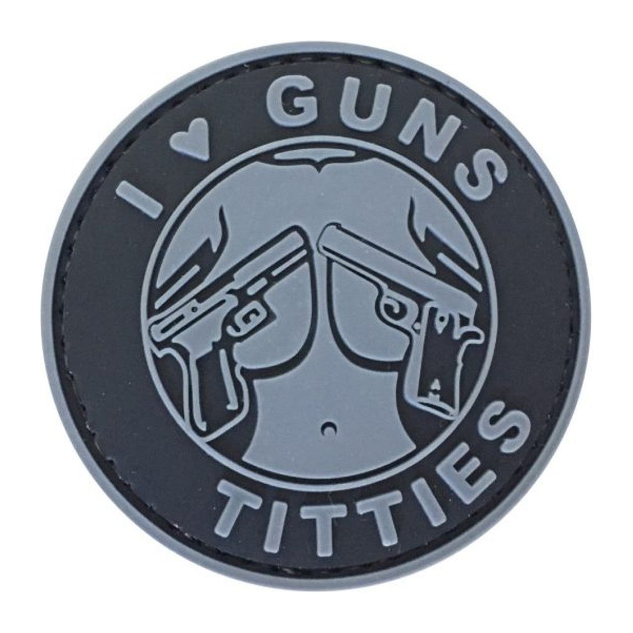 "I Love Guns & Titties" PVC Patch, Black