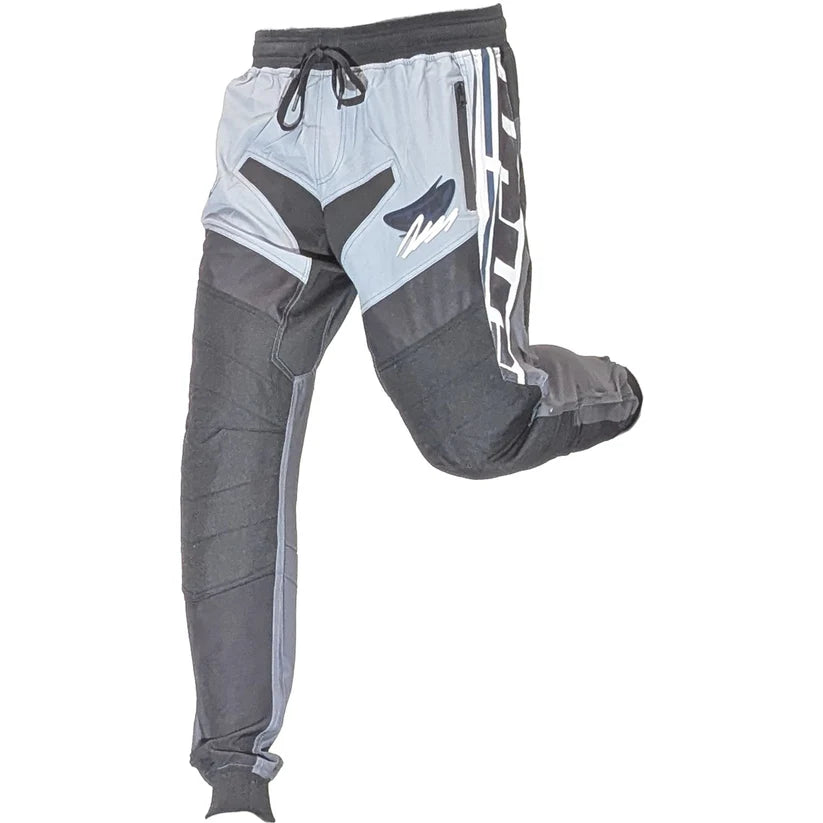 JT Pro Jogger Throwback Grey Black Navy left side view with left knee up