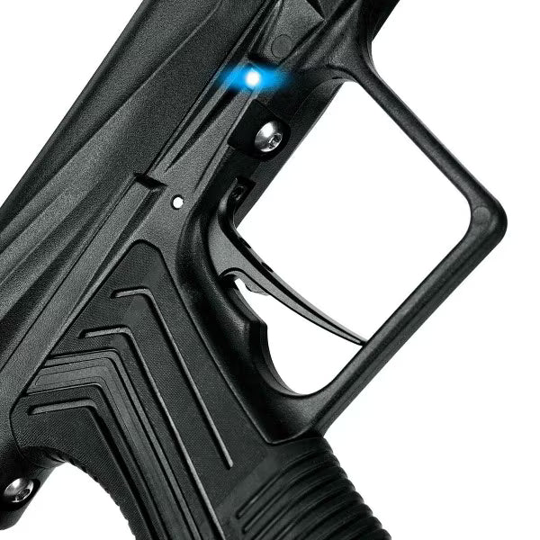 Eclipse Etha3 paintball marker close-up of aluminum adjustable blade trigger
