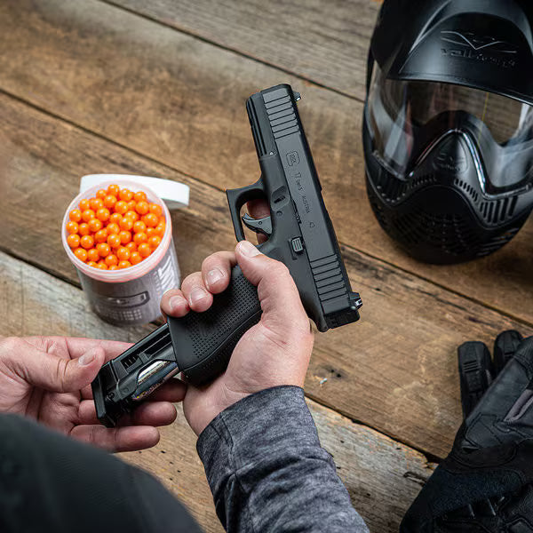 Umarex GLOCK 17 Gen5 T4E .43 cal paintball pistol with realistic blowback action and CO2 magazine