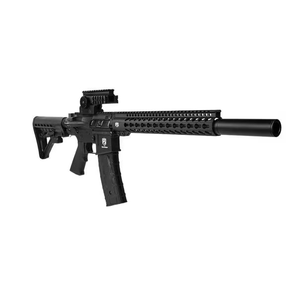 First Strike T15 DMR Paintball Marker with tactical magfed design right angle view