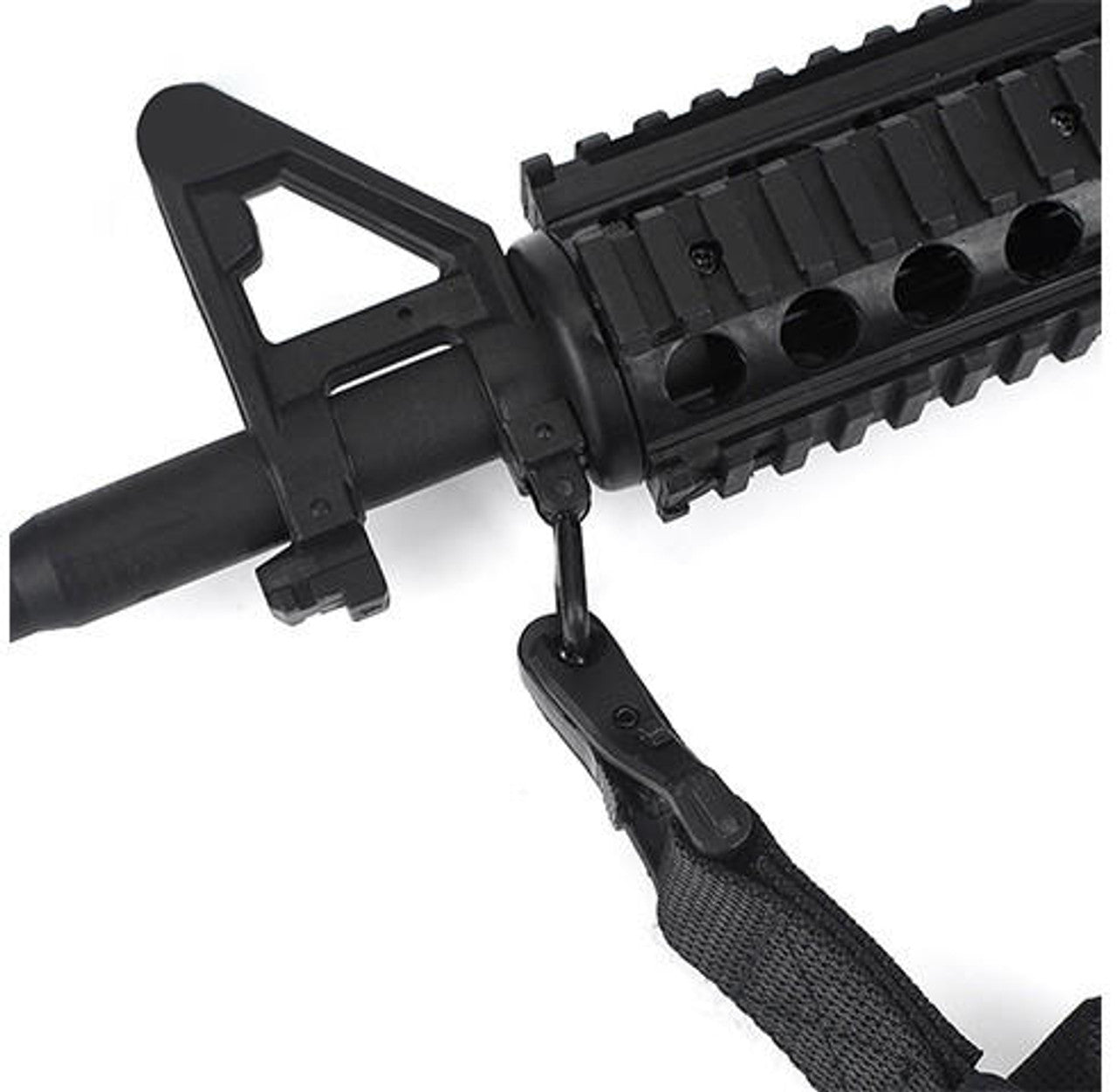 ACW MS3 Multi-Mission 2 Point Sling Black - Side View Showing Rifle Attachment