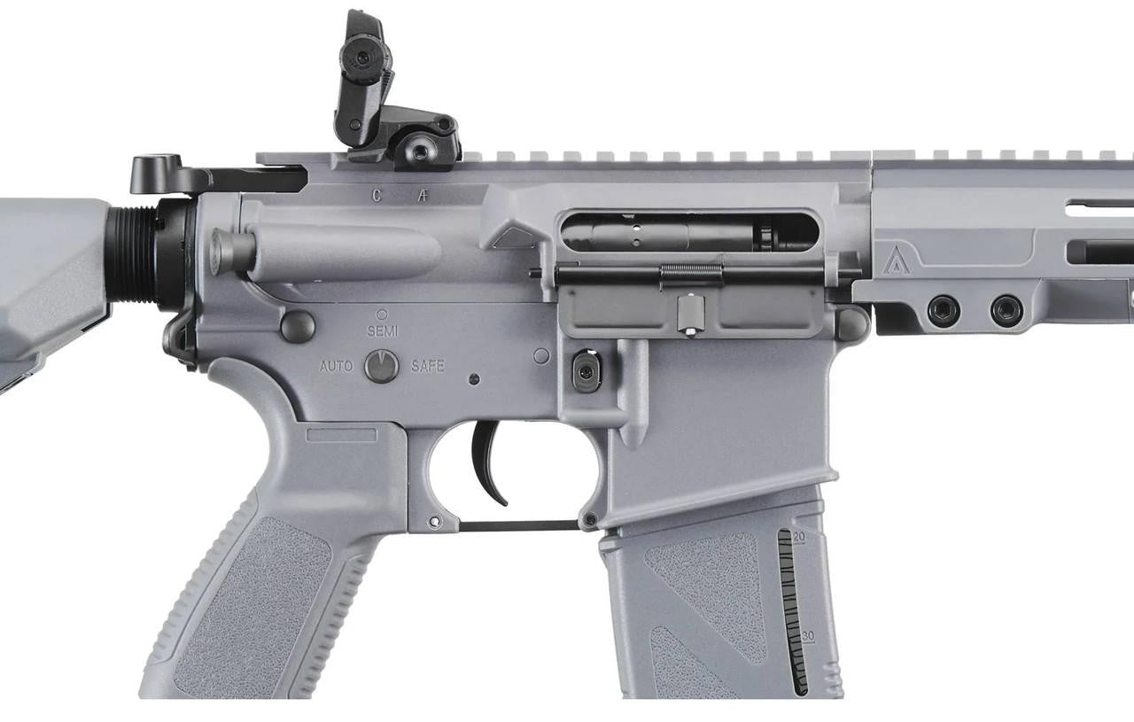 Arcturus LWT MK-I CQB 10" AEG airsoft rifle grey side profile with M-LOK rail view of trigger, iron sight, and receiver
