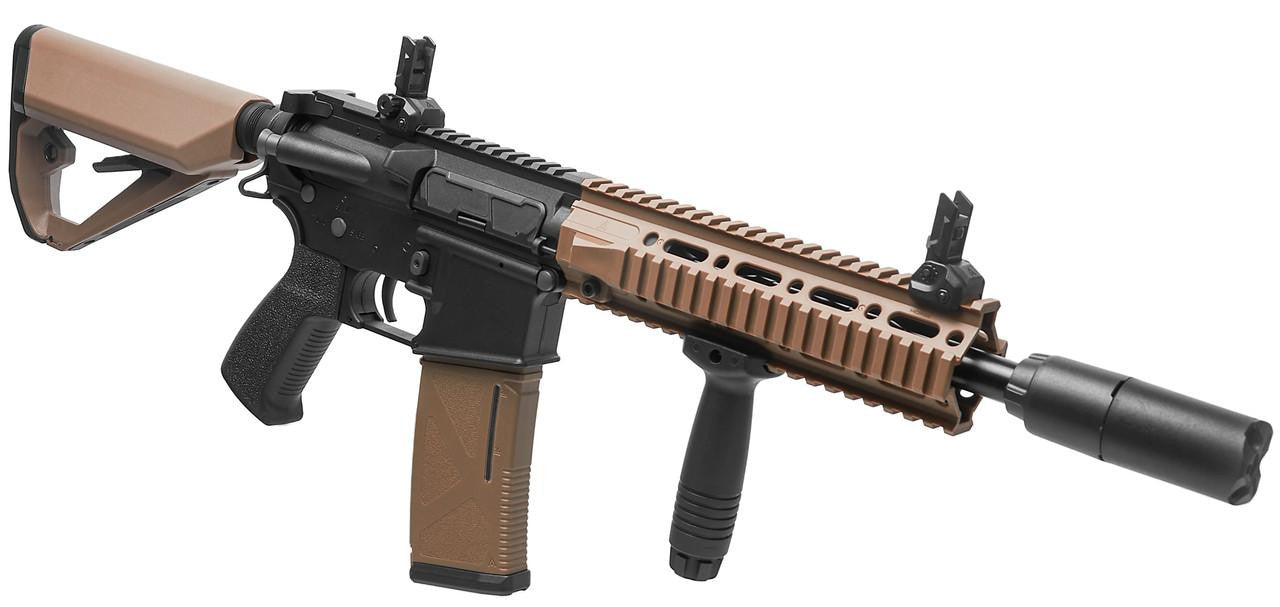 Arcturus LWT MK-II CQB 10" AEG airsoft rifle black/tan right angle view