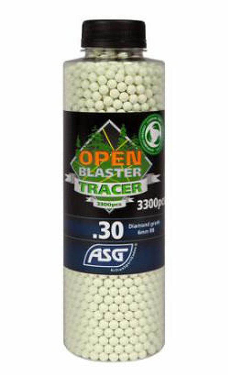 ASG 0.30g Open Blaster Tracer Airsoft BBs, 2000 rounds, green tracer, high-precision, for night games