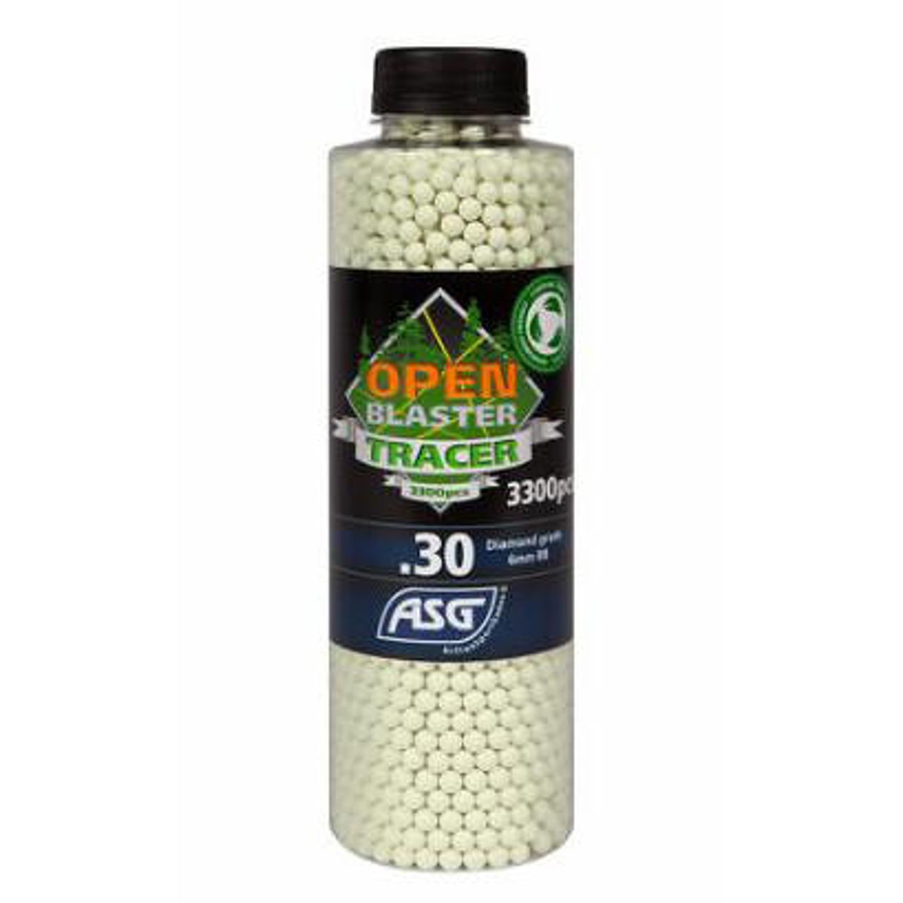 ASG 0.30g Open Blaster Tracer Airsoft BBs, 2000 rounds, green tracer, high-precision, for night games