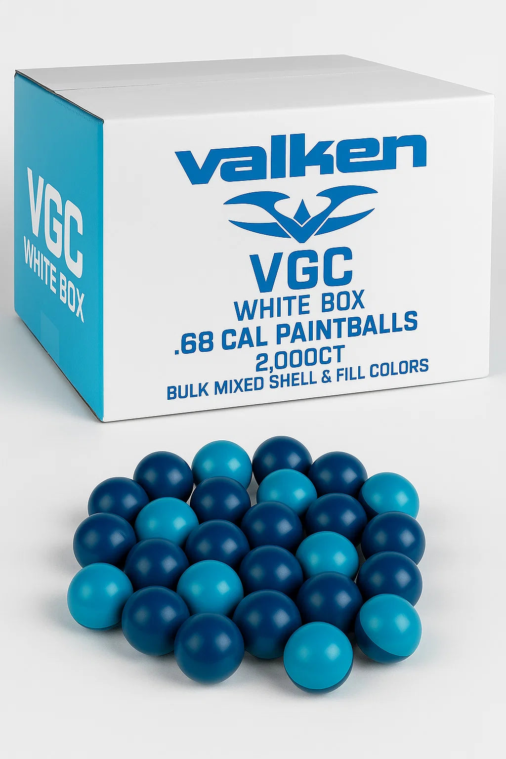 Valken VGC White Box .68 Cal Paintballs – 2,000ct | Bulk Mixed Shell & Fill Colors