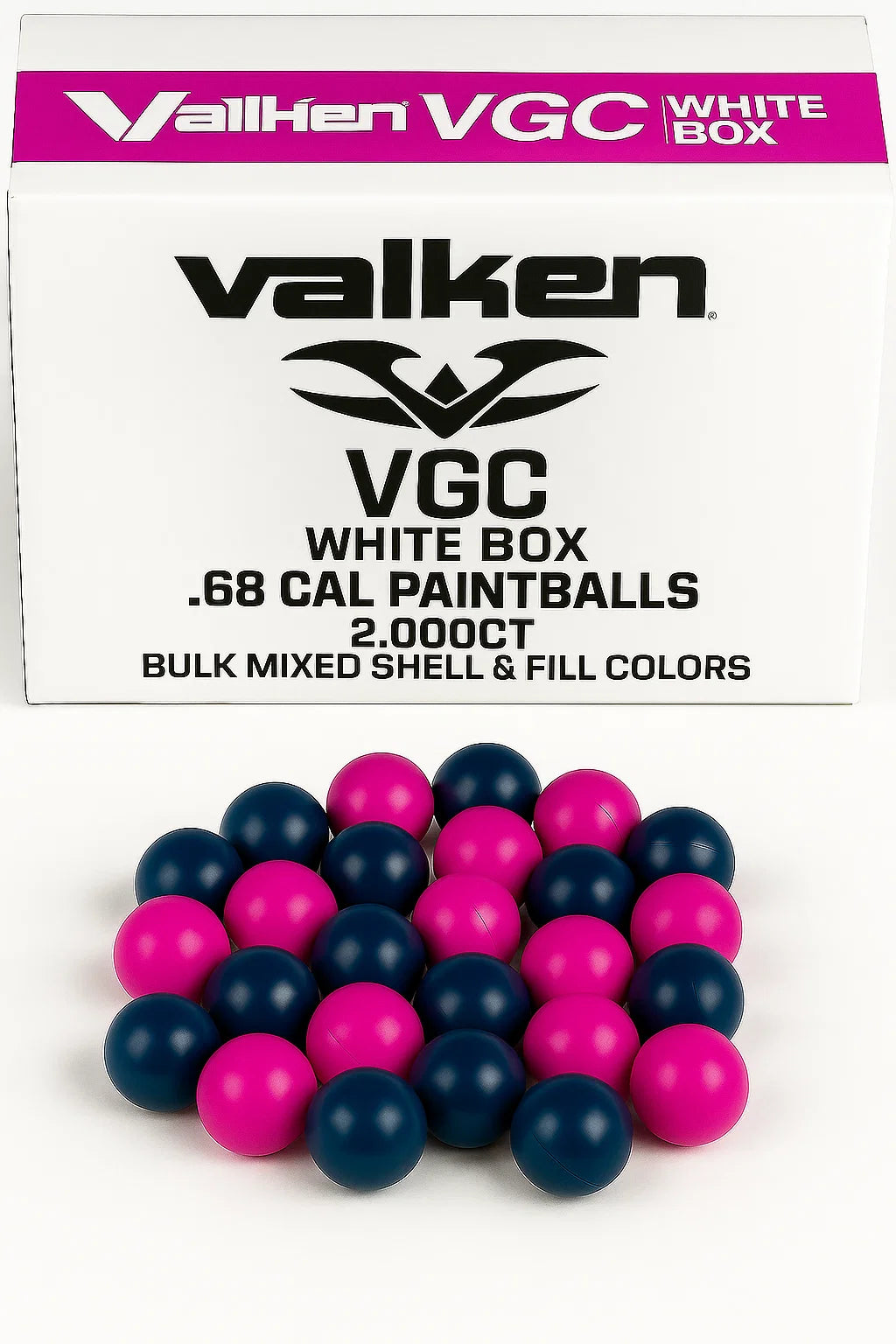 Valken VGC White Box .68 Cal Paintballs – 2,000ct | Bulk Mixed Shell & Fill Colors