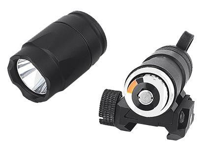 CNC aluminum Atlas Custom Works M300A tactical airsoft flashlight in black with remote pressure switch.