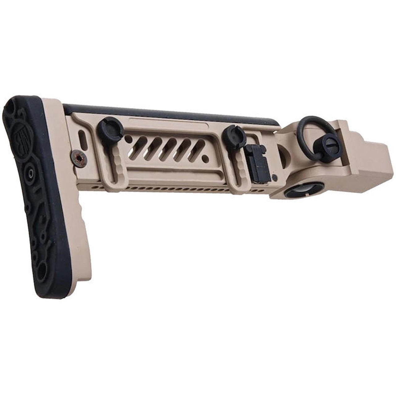 Atlas Custom Works PT-5 Side Folding Stock for GHK AKM Airsoft AEG Rifles, Tan