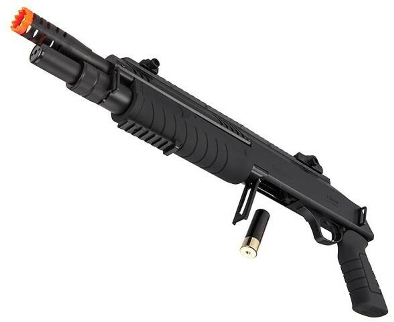 BO Manufacture FABARM STF12 11" Barrel Pump Action Shotgun View of Shotgun Shell Chamber and Shell