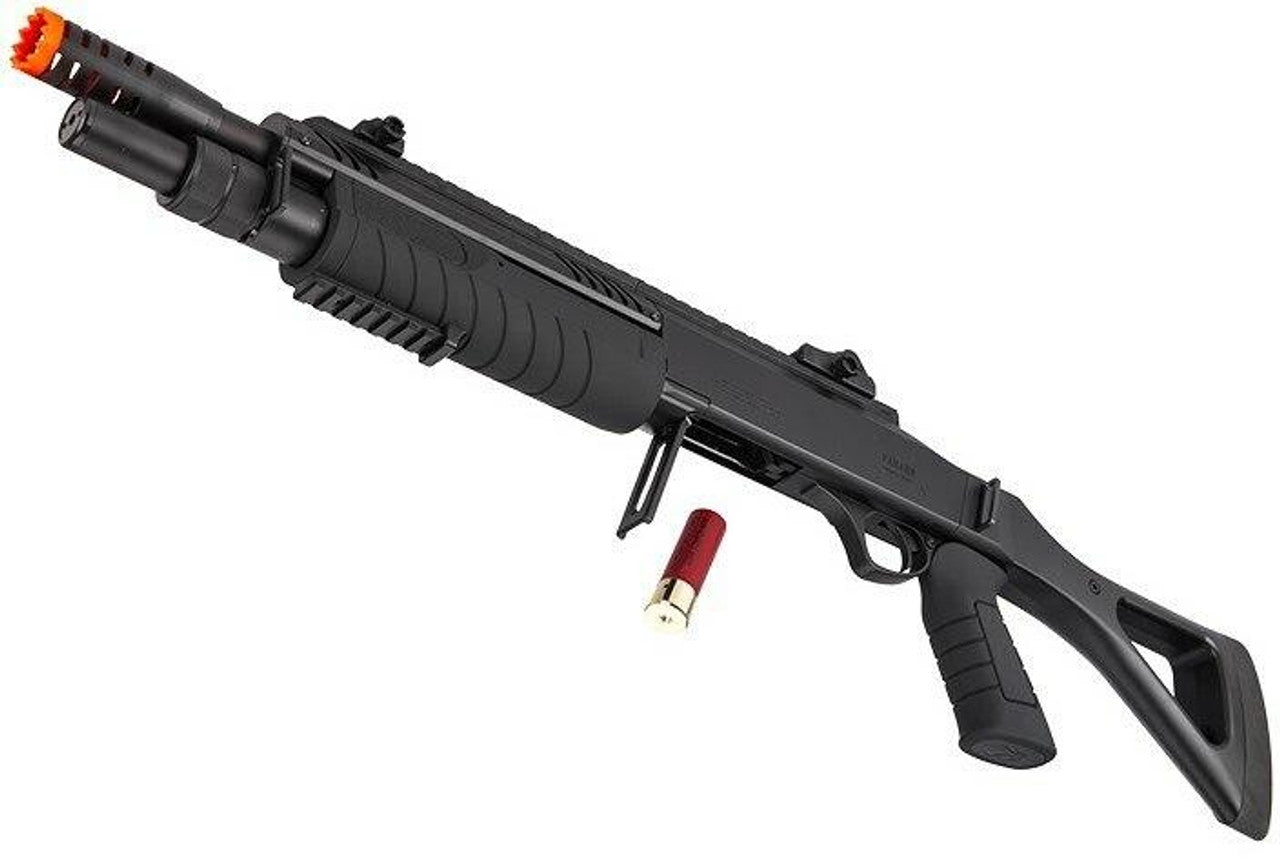 BO Manufacture FABARM STF12 11" Barrel Pump Action Shotgun with Stock And Red Shell Black Colored
