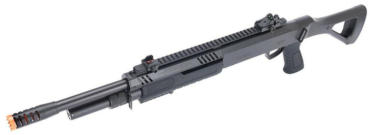 FABARM STF12 airsoft shotgun showing top and bottom Picatinny rails