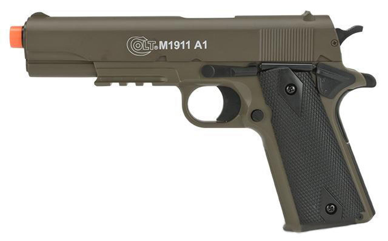 Colt M1911A1 Tan Spring Airsoft Pistol with Metal Slide ā Side View