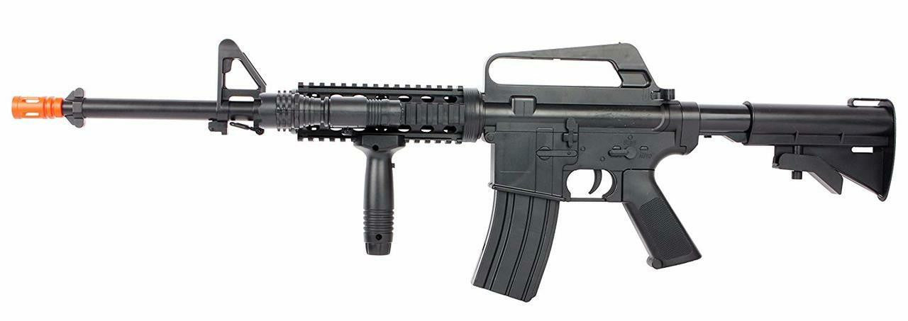 Colt Spring M4 Rifle and 1911 Pistol Combo Kit in two-tone tan and black with foregrip, flashlight, and rail system β beginner tactical airsoft combo