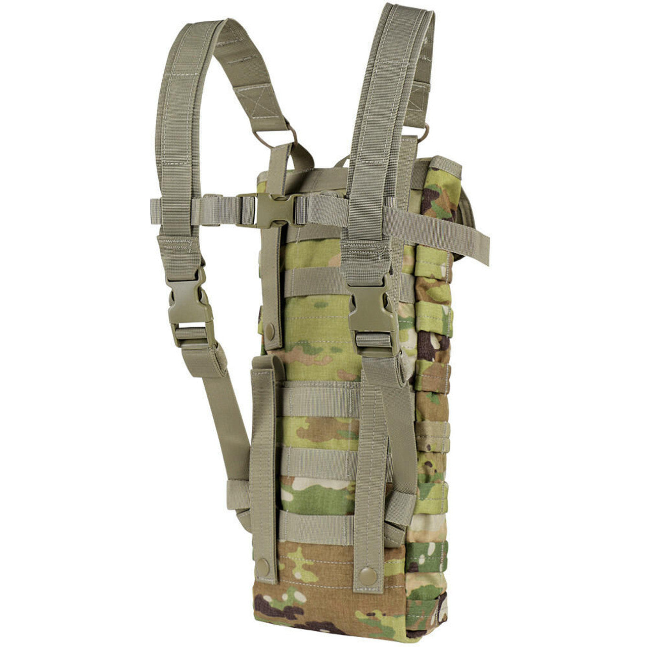 Close-up of Condor Water Hydration Carrier Multicam, featuring 1000D polyester construction and MOLLE webbing