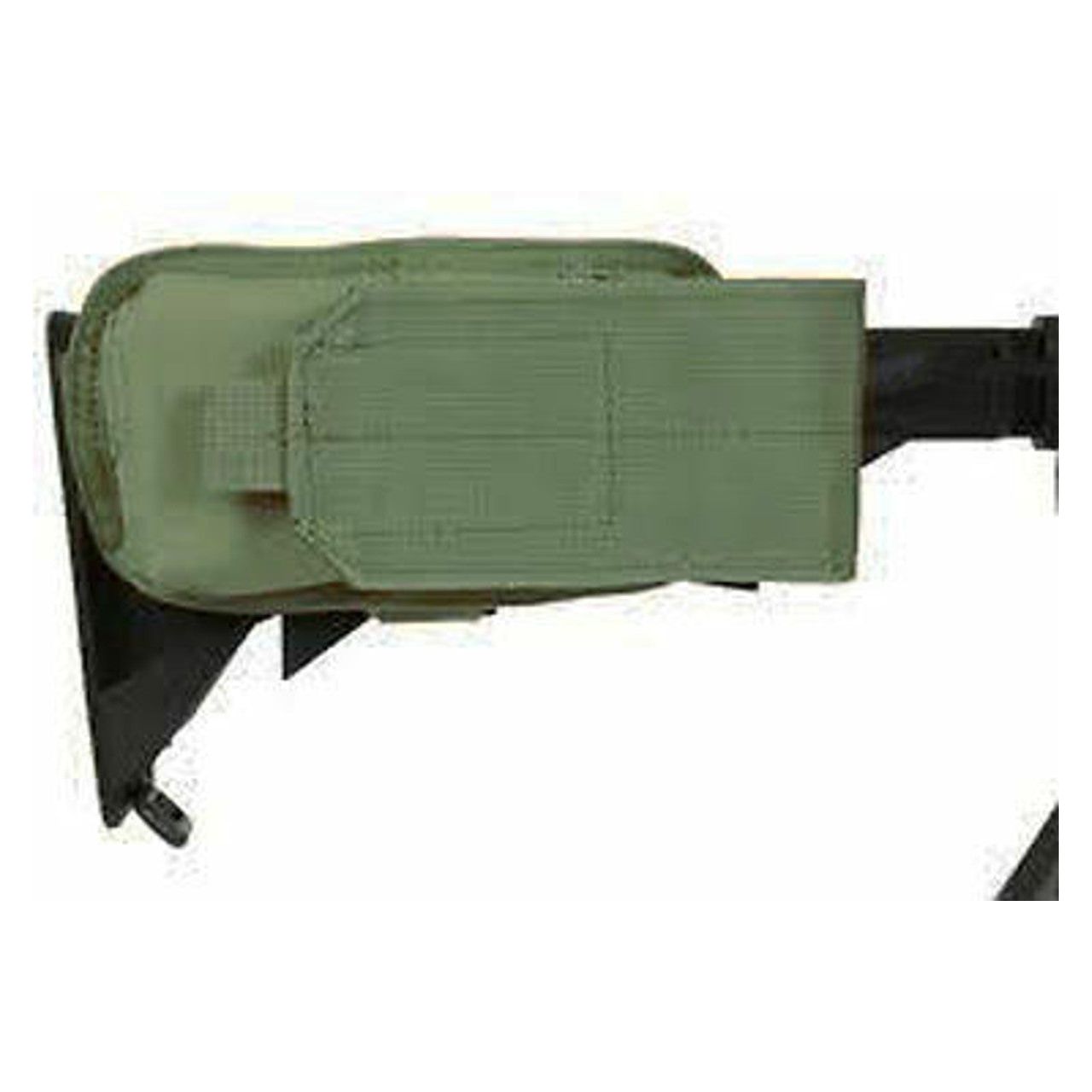 Condor M4 Buttstock Magazine Pouch in OD Green, designed to hold one M4 magazine, featuring durable construction, adjustable hook & loop flap,