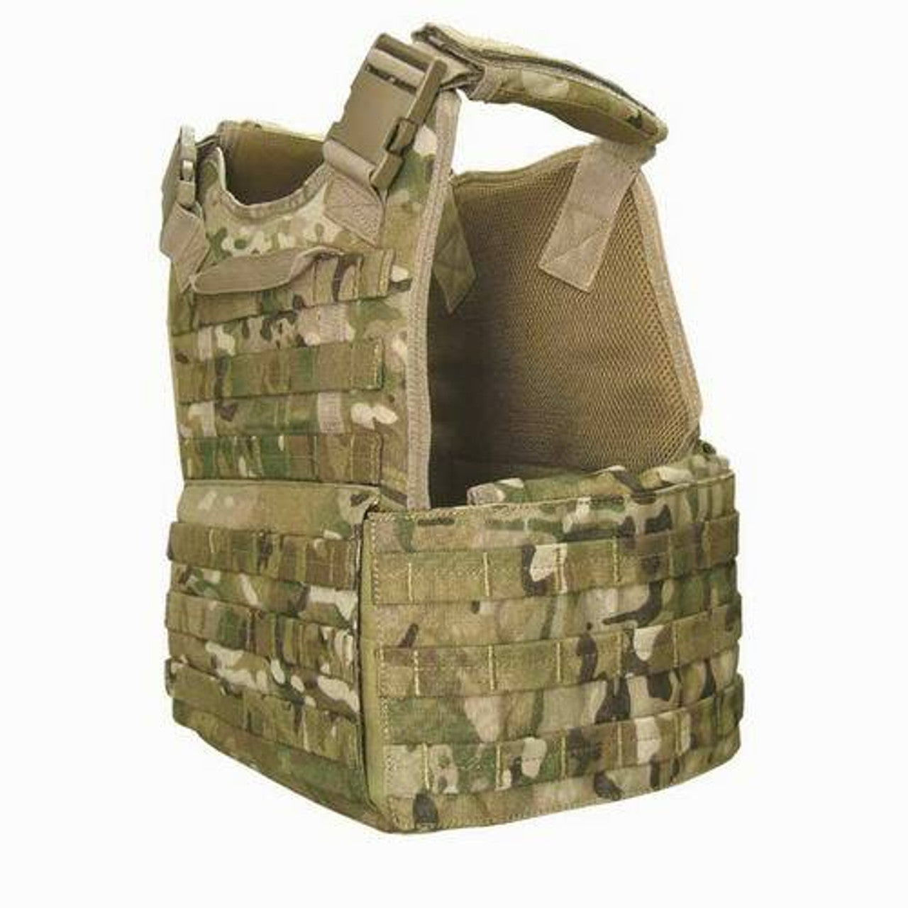 Lancer Tactical Tan 1000D Nylon Plate Carrier MOLLE System for Tactical Loadout
