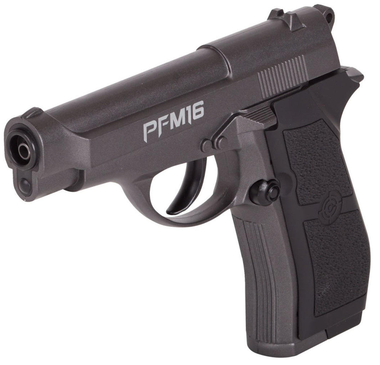 Side view of Crosman CO2 airgun showing metal frame and grip