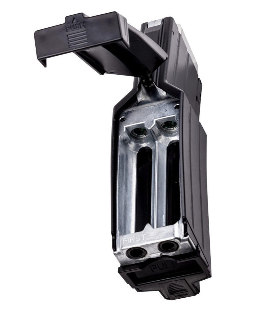 Close-up of Crosman Quick Reloading High-Cap magazine showing dual CO₂ cartridge storage