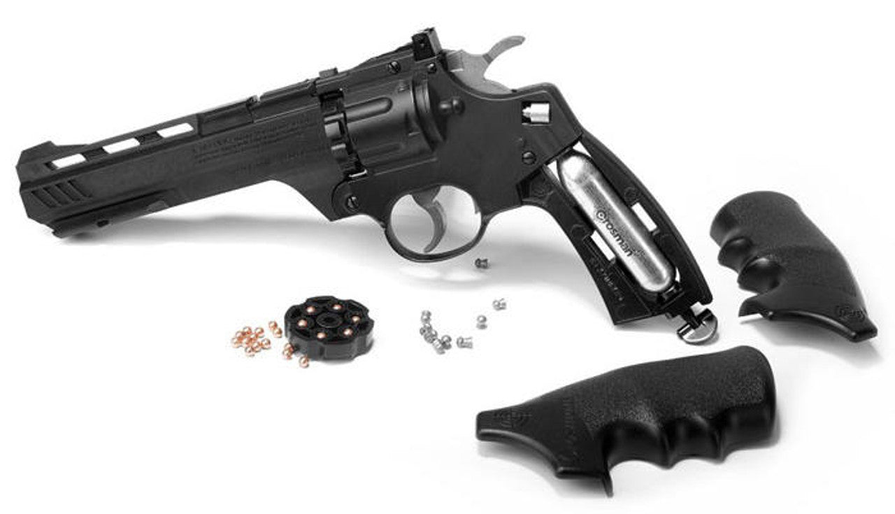 Crosman Vigilante CO2 Revolver 0.177 Cal Airgun CO2 compartment, BBs, Pallets and Cylinder Clip