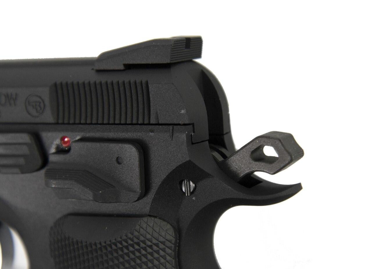 ASG CZ SP-01 Shadow Gas Blowback Airsoft Pistol view of Gun safety and Hammer