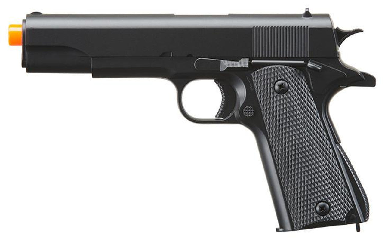 Double Eagle Spring Airsoft Pistol in black ā lightweight beginner-friendly sidearm with realistic design