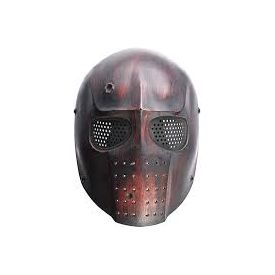 Army of Two FMA Elliot DMF Airsoft Mask, Stamped Steel Mesh, Red/Black
