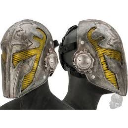 Army of Two Airsoft Mask A FMA Wire Mesh Templar Mask Nickel and Green Stamped Steel Eyes