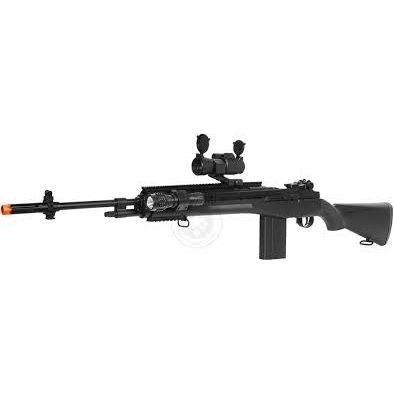AGM M14 Airsoft Sniper Rifle with RIS, Flashlight, and Red Dot Sight: