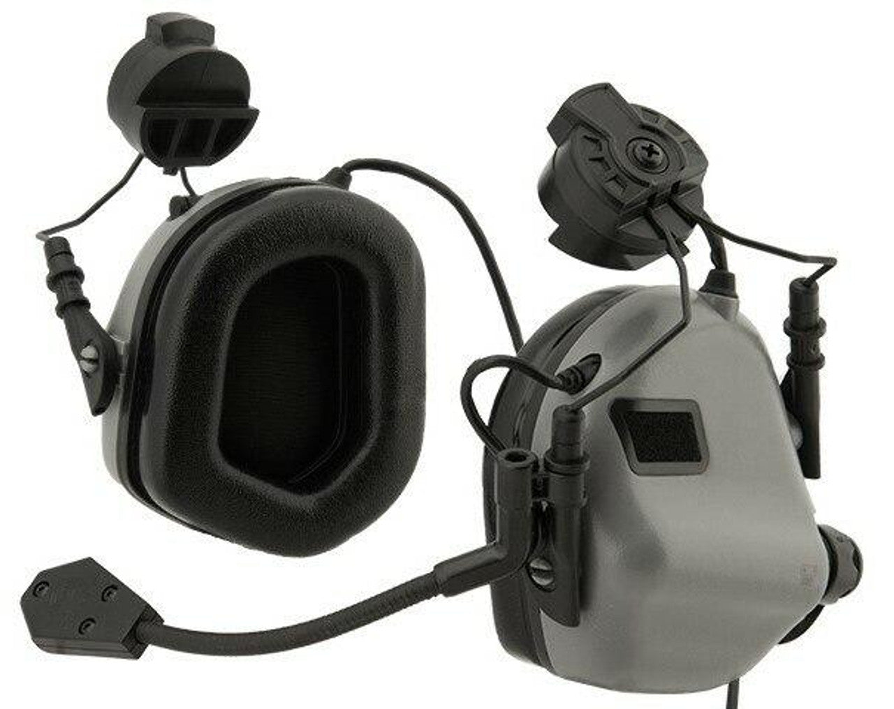 Earmor M32H MOD3 Tactical Communication Hearing Protector on FAST helmet with noise-canceling microphones