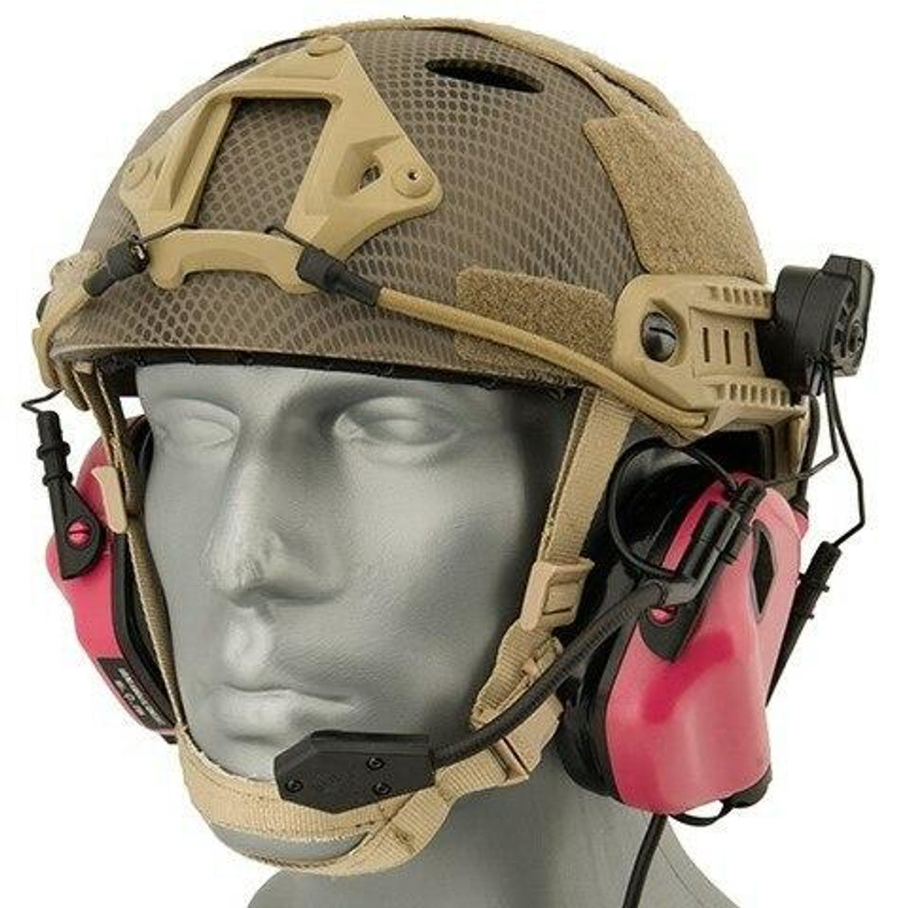Earmor M32H MOD3 Tactical Communication Hearing Protector for FAST Helmet, Pink – Tactical Hearing Protection and Communication for Airsoft - Close up view
