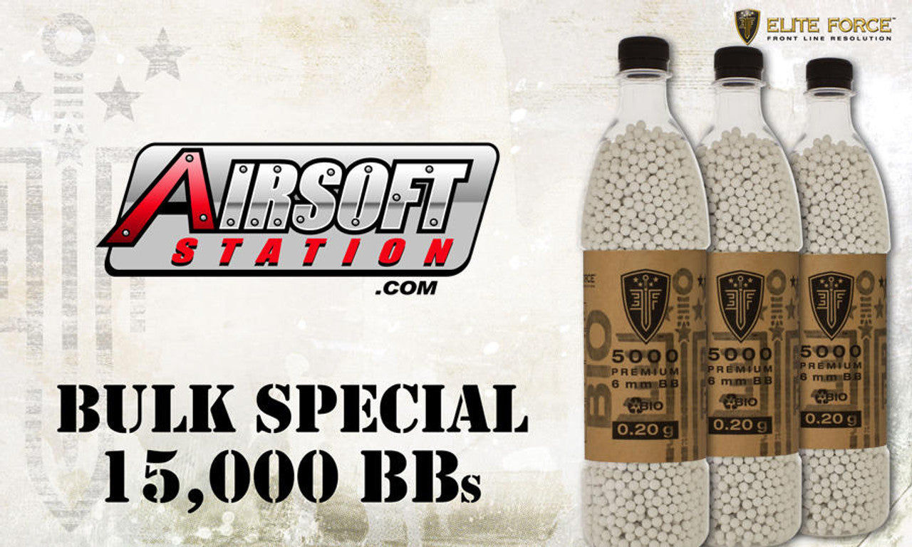 Elite Force 0.20g Biodegradable Airsoft BBs, 15,000 Rounds bulk pack in white color