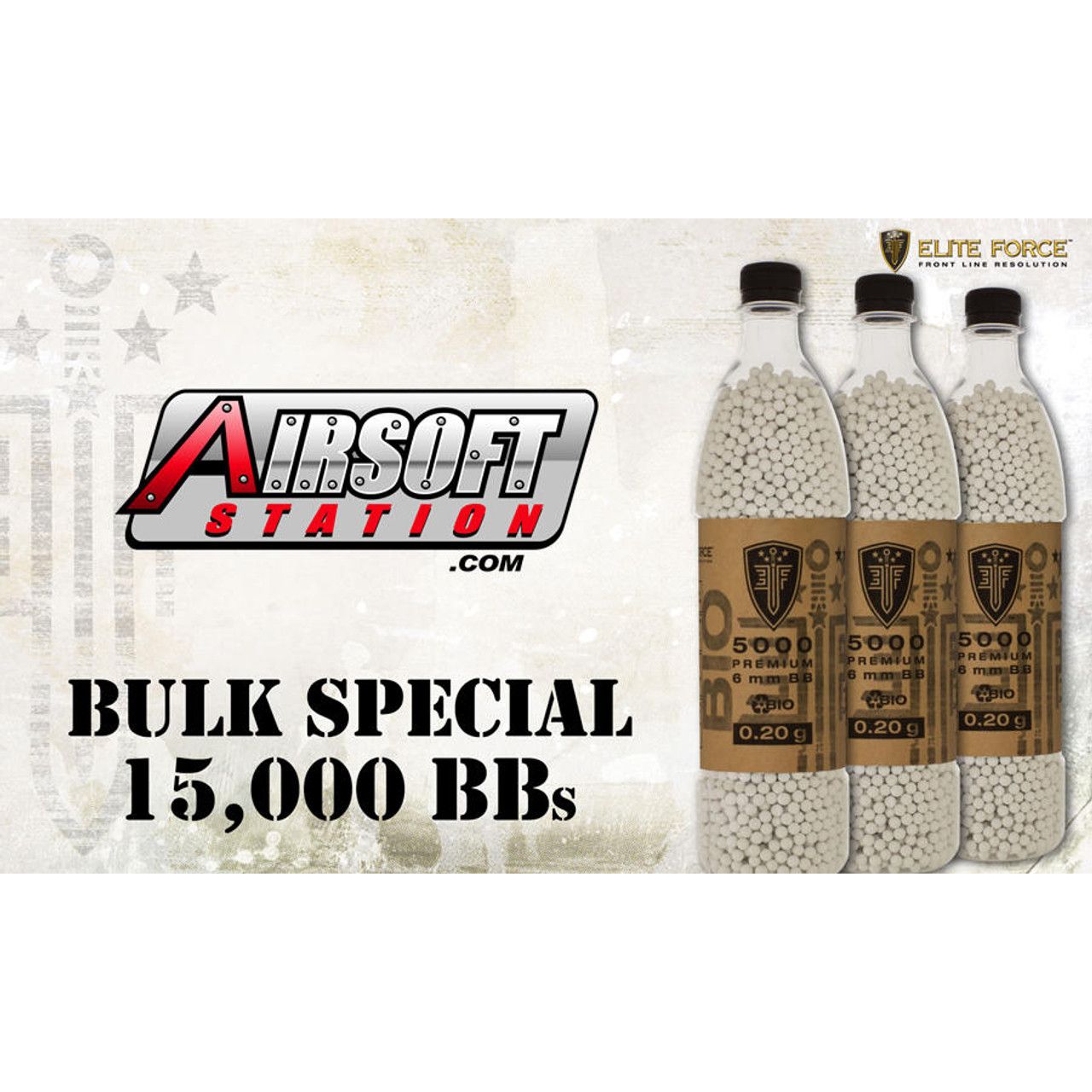 Elite Force 0.20g Biodegradable Airsoft BBs, 15,000 Rounds bulk pack in white color