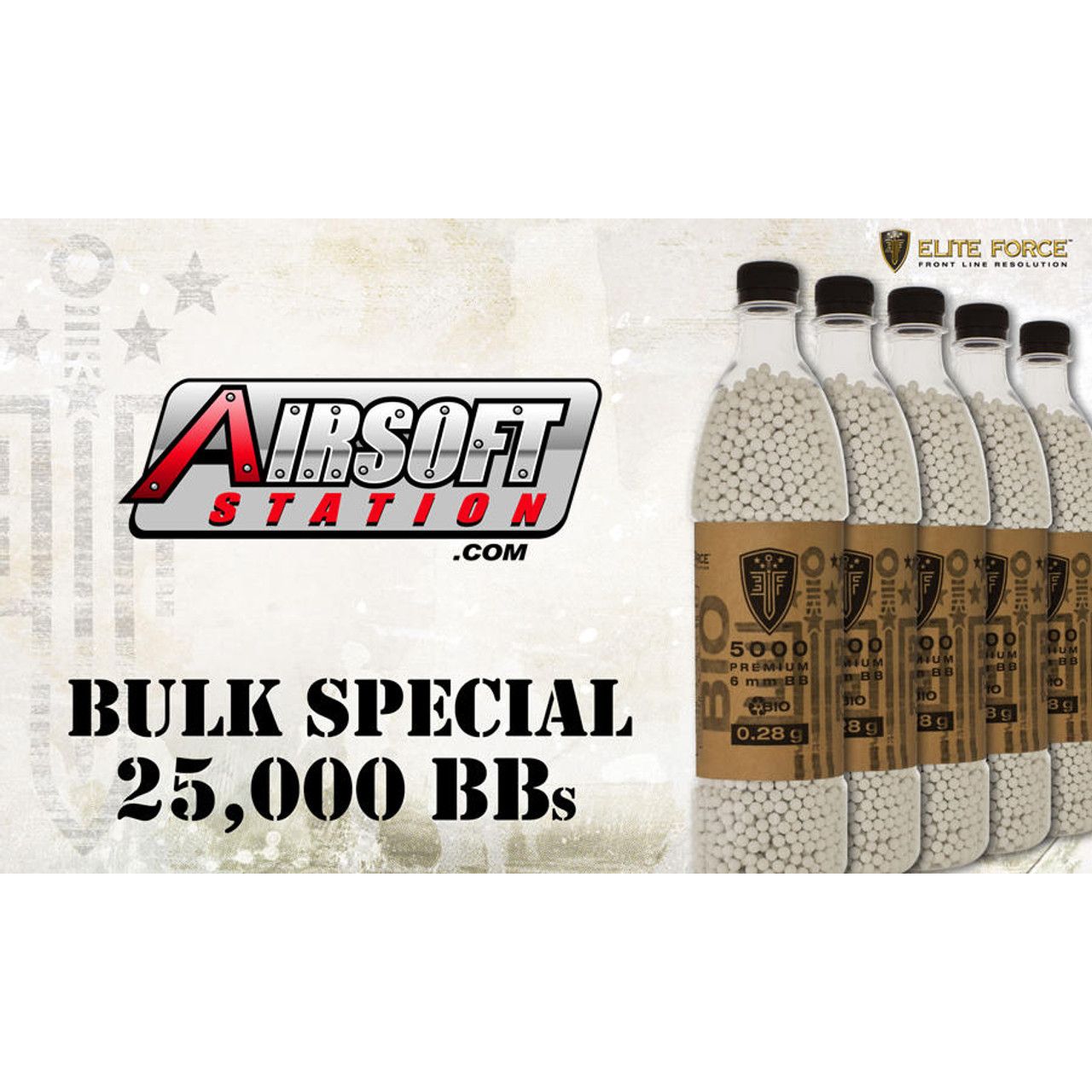 Elite Force 0.28g Biodegradable Airsoft BBs – 25,000 Rounds Bulk Pack for Outdoor Field Use