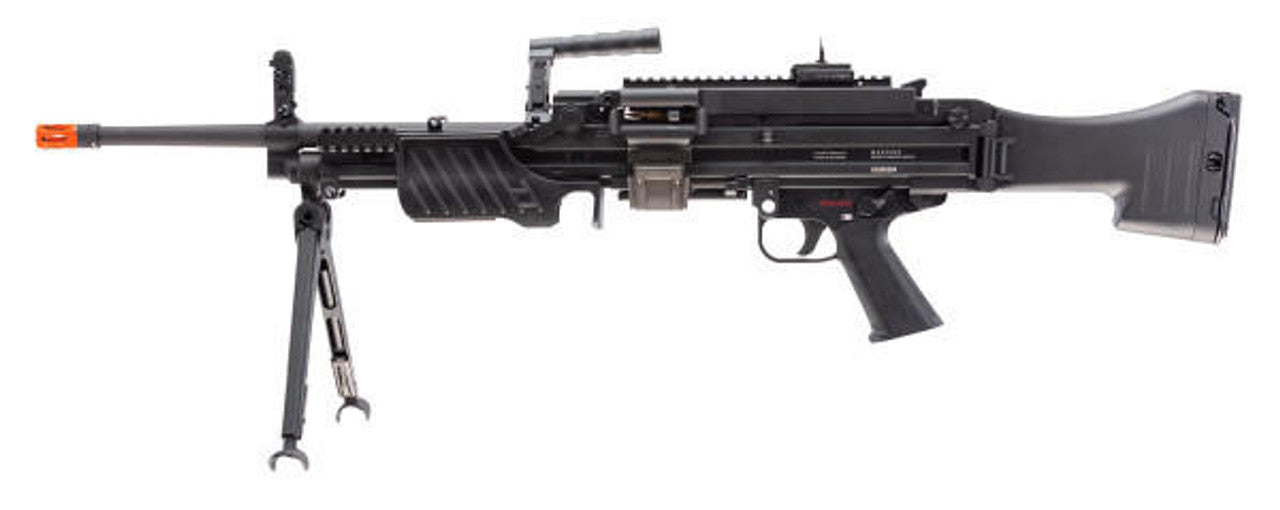 Elite Force H&K MG4 AEG full profile view, showing M-LOK handguard and para stock