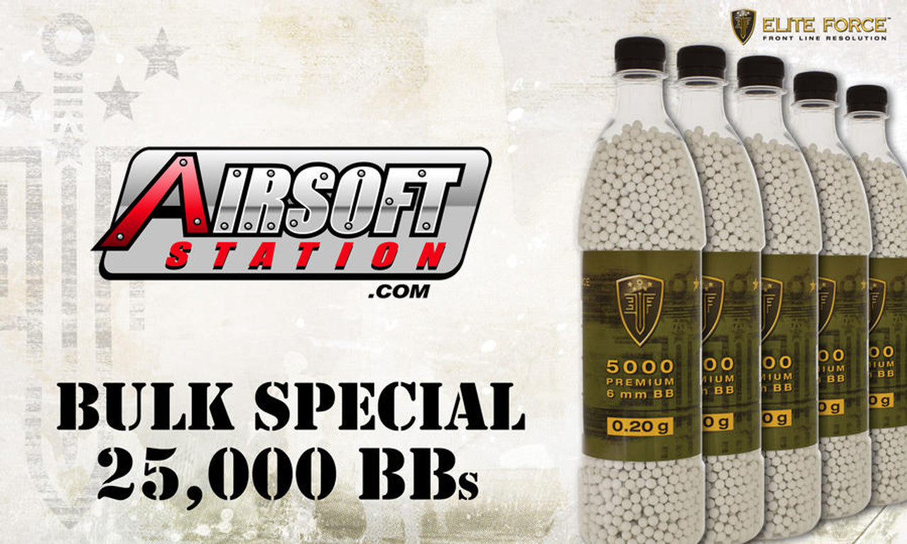 Elite Force Premium 0.20g 25K Airsoft BBs in bulk bottle