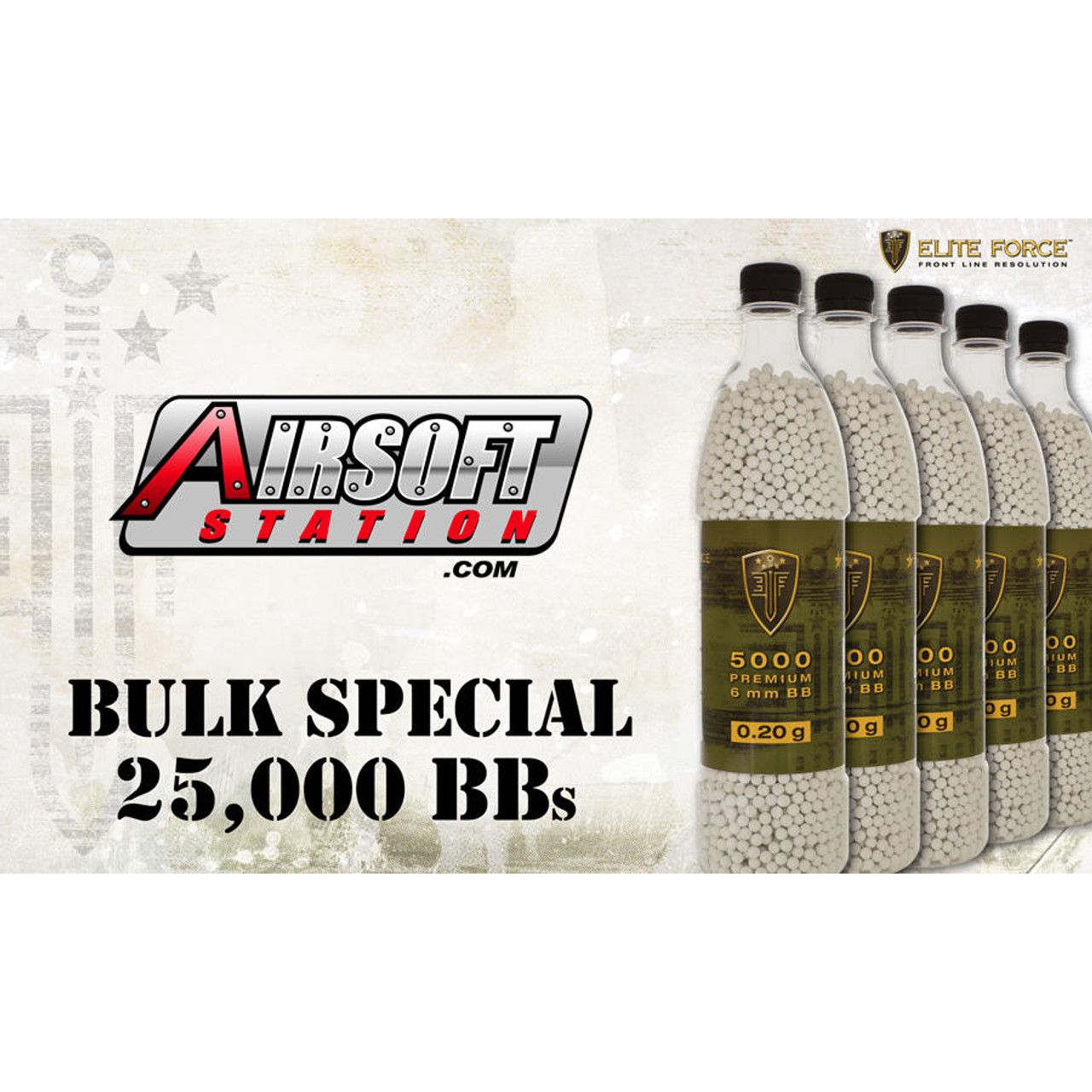 Elite Force Premium 0.20g 25K Airsoft BBs in bulk bottle