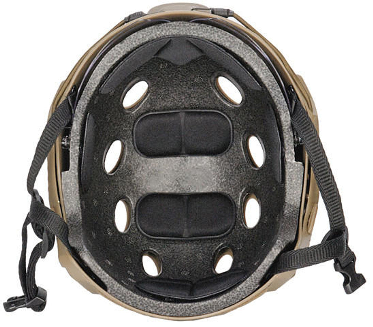 ersongear PJ Type Basic Helmet with Visor in Dark Earth – Back view showing adjustable straps for a secure fit and added comfort.