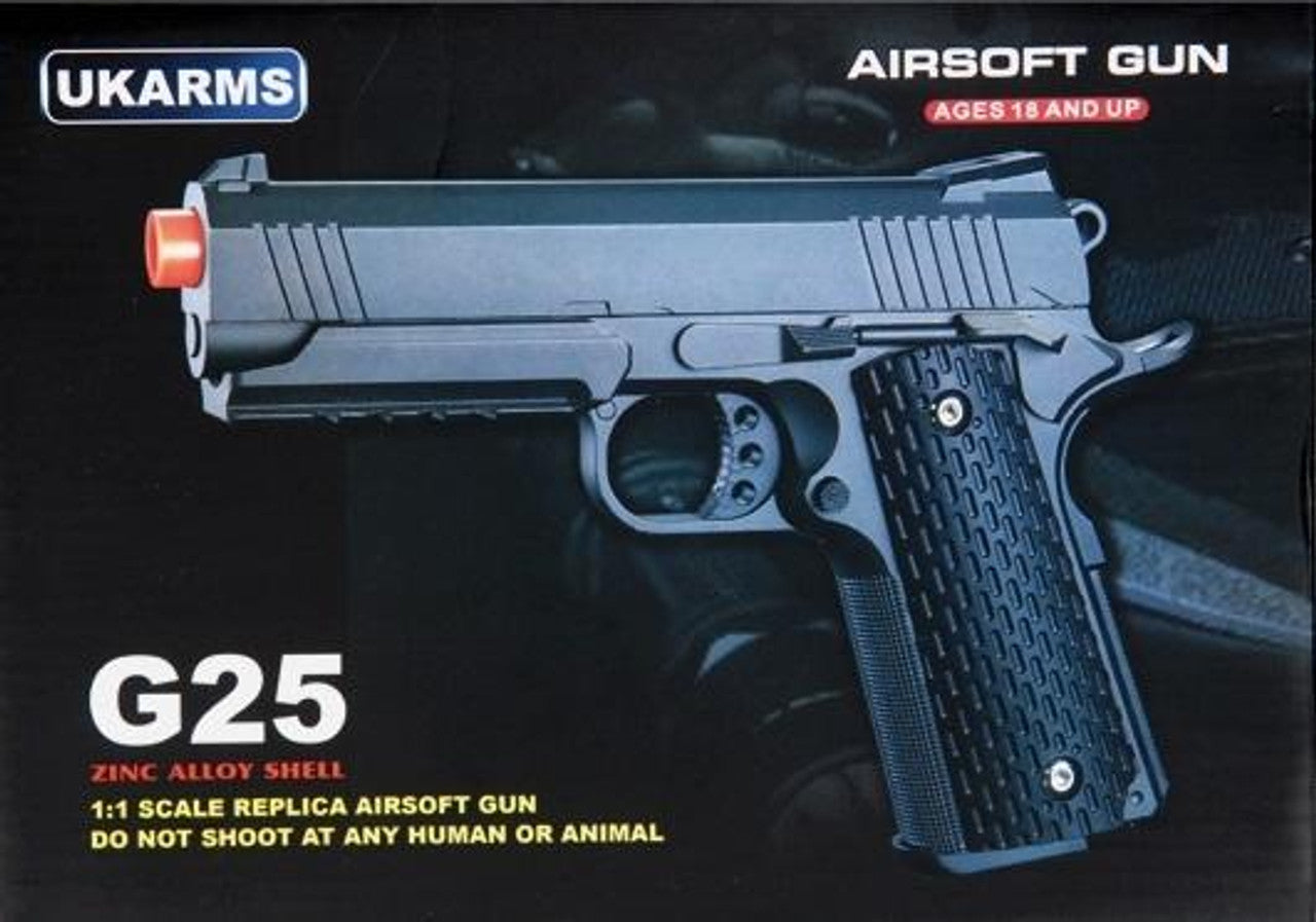 Full Metal 1911 Warrior Spring Pistol Black Color