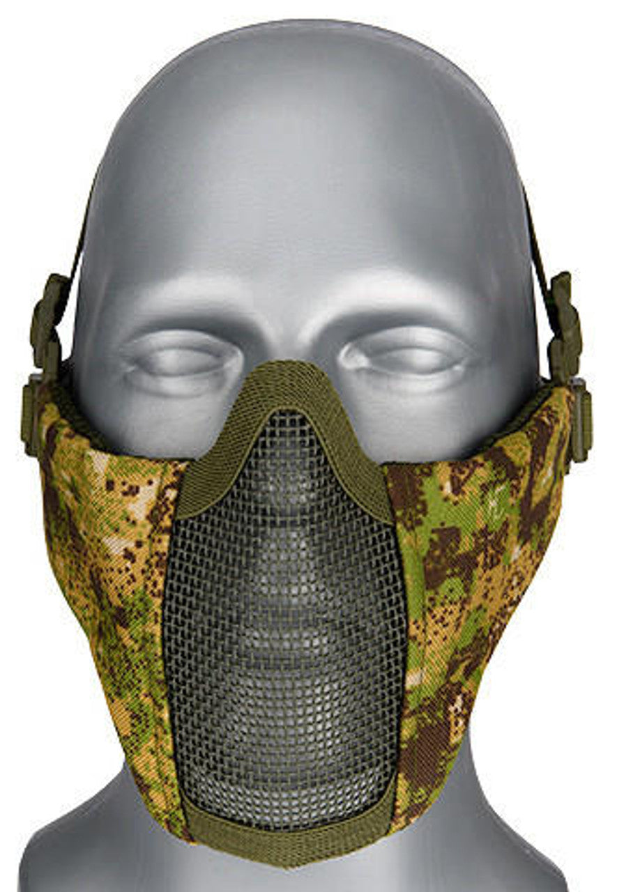 Close-up of G-Force Greenzone Camouflage Face Mask for Airsoft and Tactical Use
