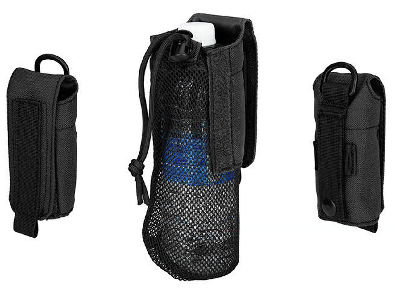 G-Force Tactical 1000D Nylon Folding Water Bottle Bag II, Black, featuring MOLLE straps and compact folding design for easy storage and hydration access