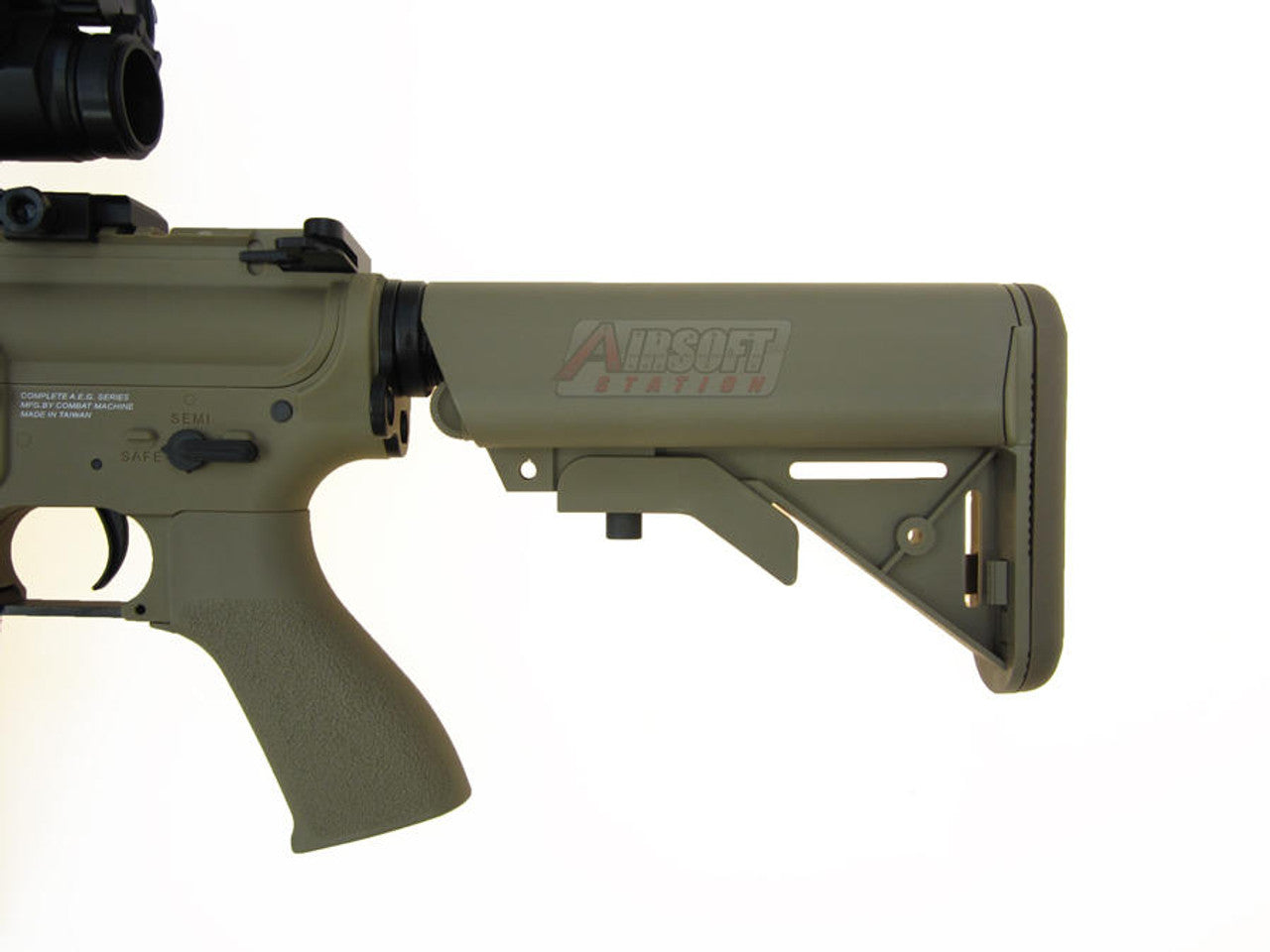 G&G Combat Machine R8-L Tan Airsoft Rifle closed stock