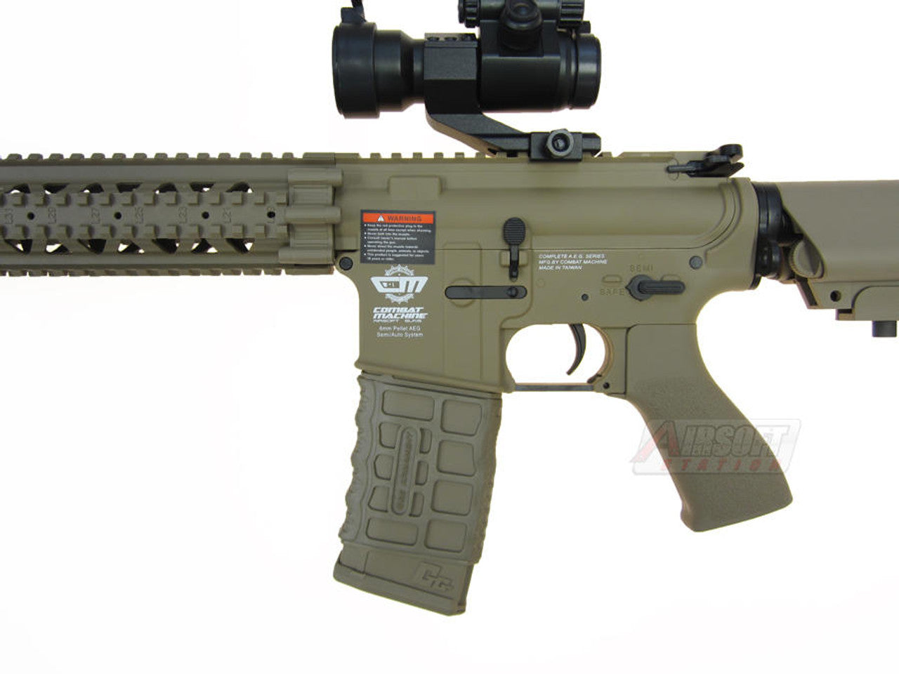 G&G Combat Machine R8-L Tan Airsoft Rifle full body with scope