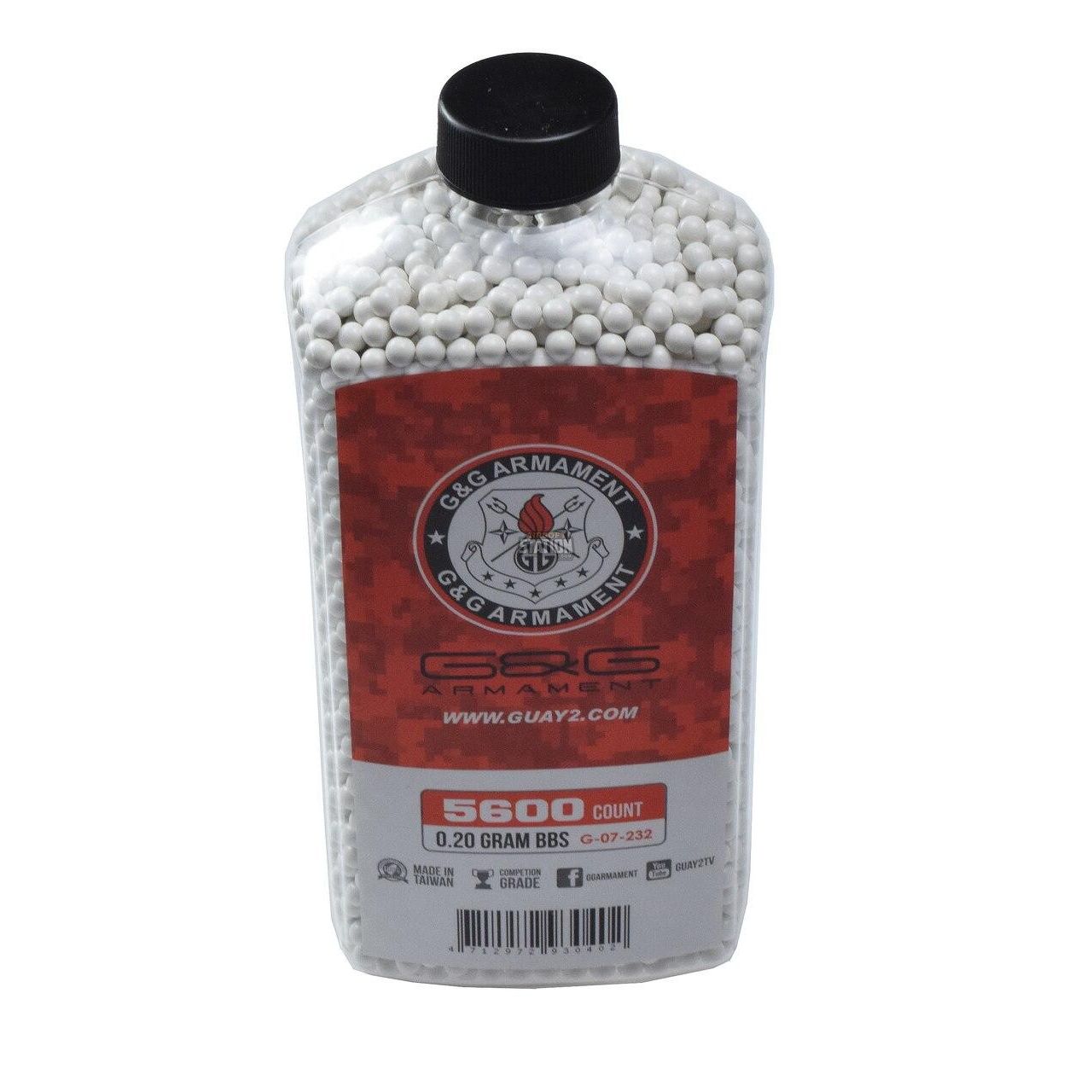 G&G Perfect 0.20g White Airsoft BBs in 5600-count bottle