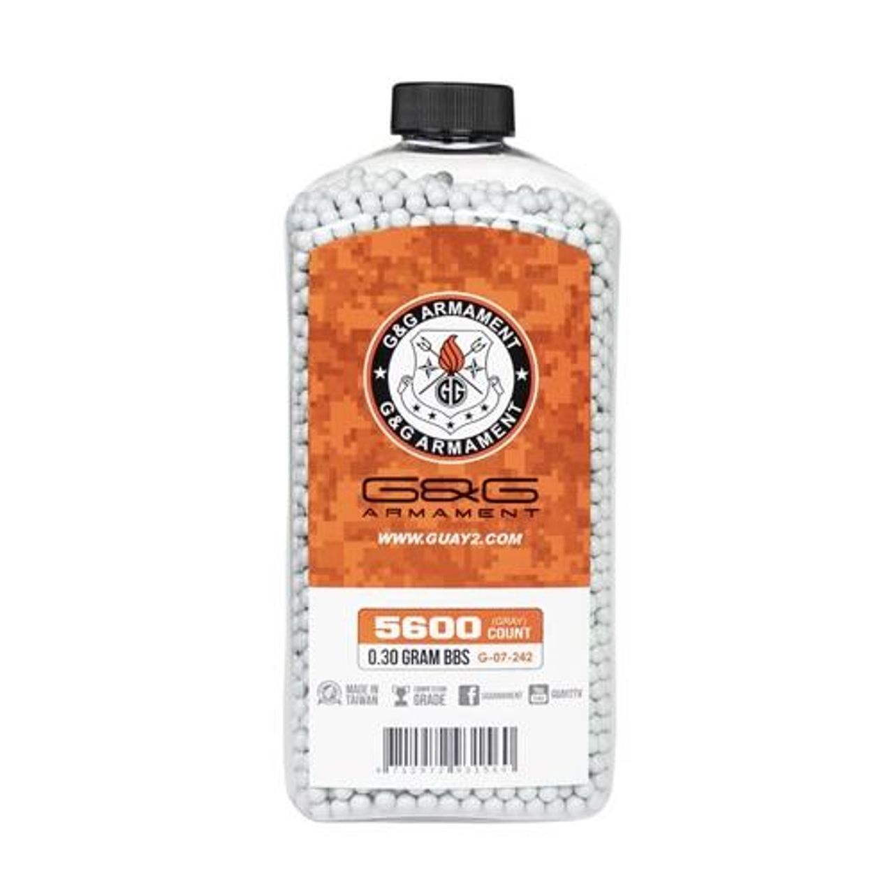 G&G Perfect 0.30g grey airsoft BBs in 5600-round bottle