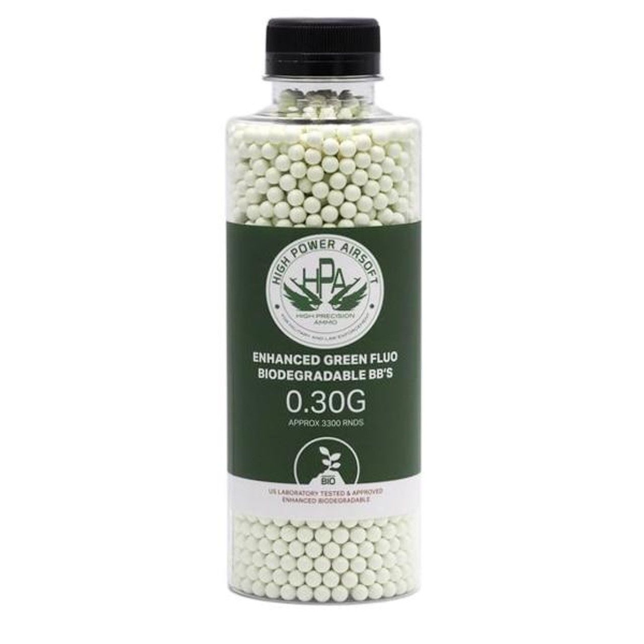 HPA 0.30g Biodegradable Airsoft BBs – 3300 Round Bottle for Long-Range Tactical Use