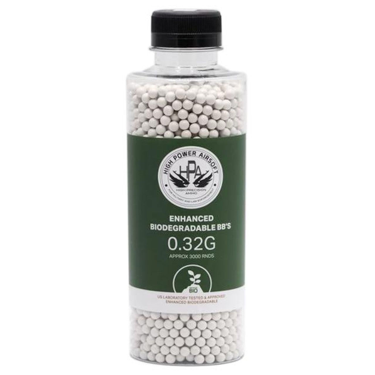 HPA 0.32g Biodegradable Airsoft BBs 3000 Rounds White Bottle