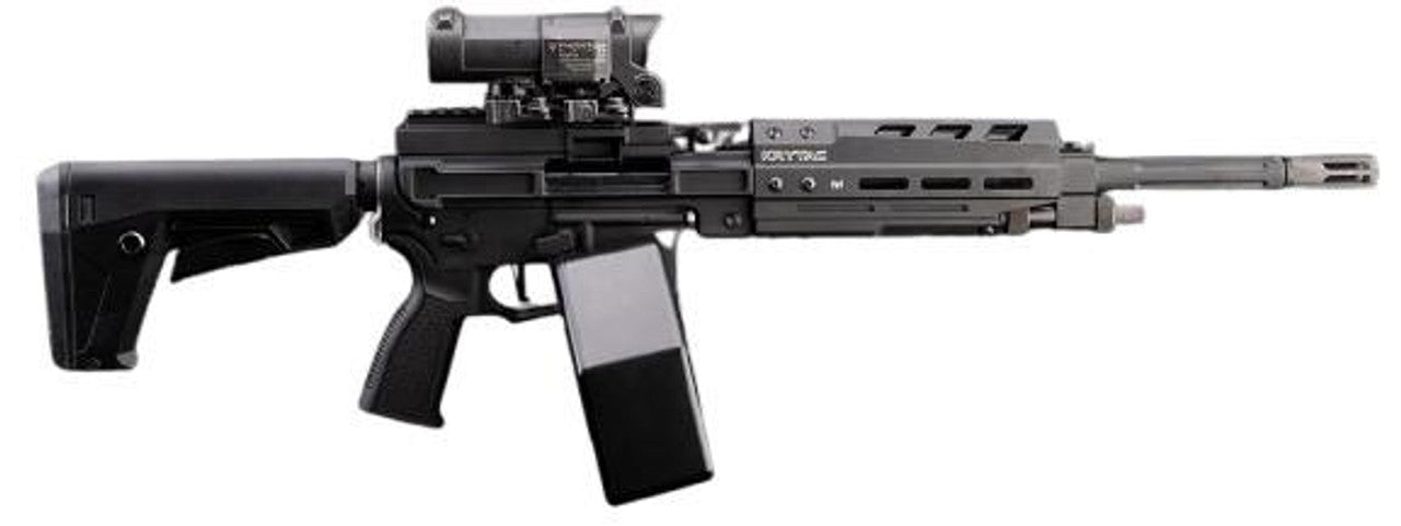 Full profile of KRYTAC Trident LMG-M AEG with 5000 round drum mag and low profile stock