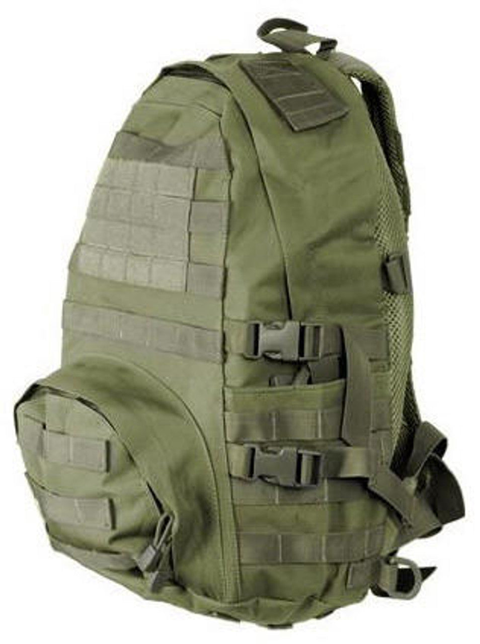 Lancer Tactical 1000D Nylon Airsoft Patrol Backpack in OD Green, with MOLLE webbing, quick-release buckles, and adjustable straps for a tactical, comfortable fit